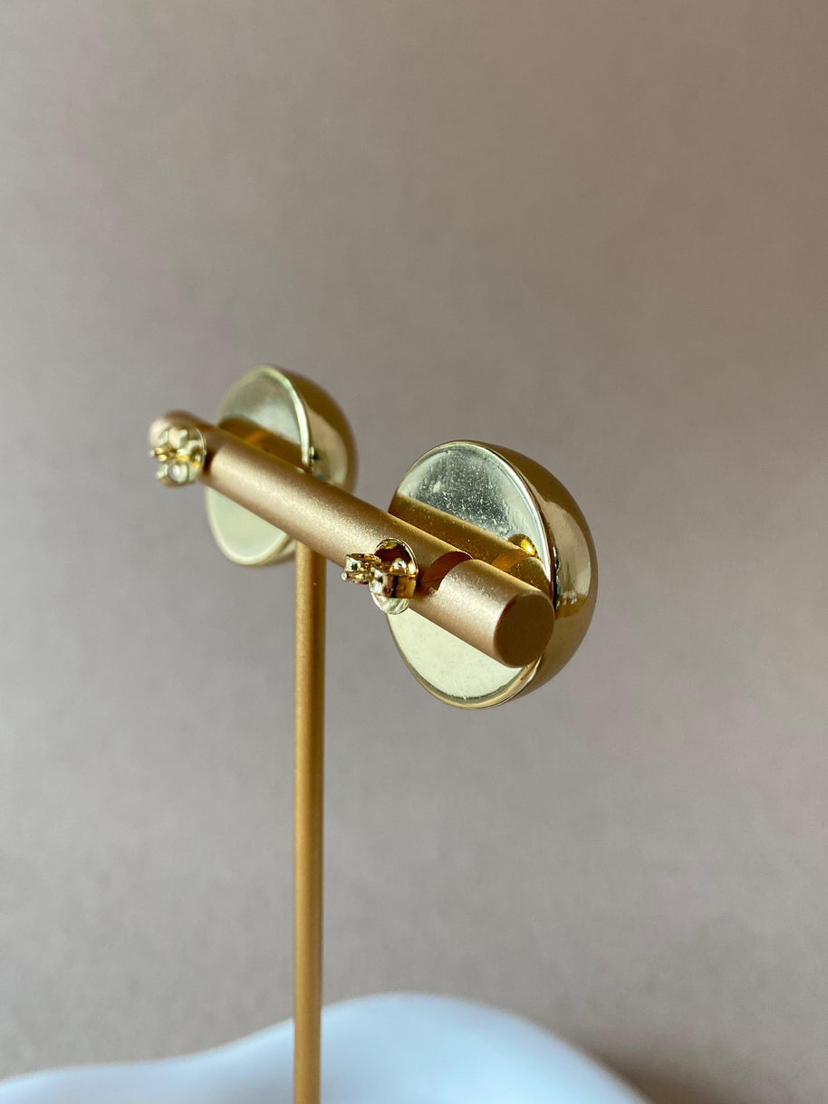 Golden Steel Circular Big Earrings