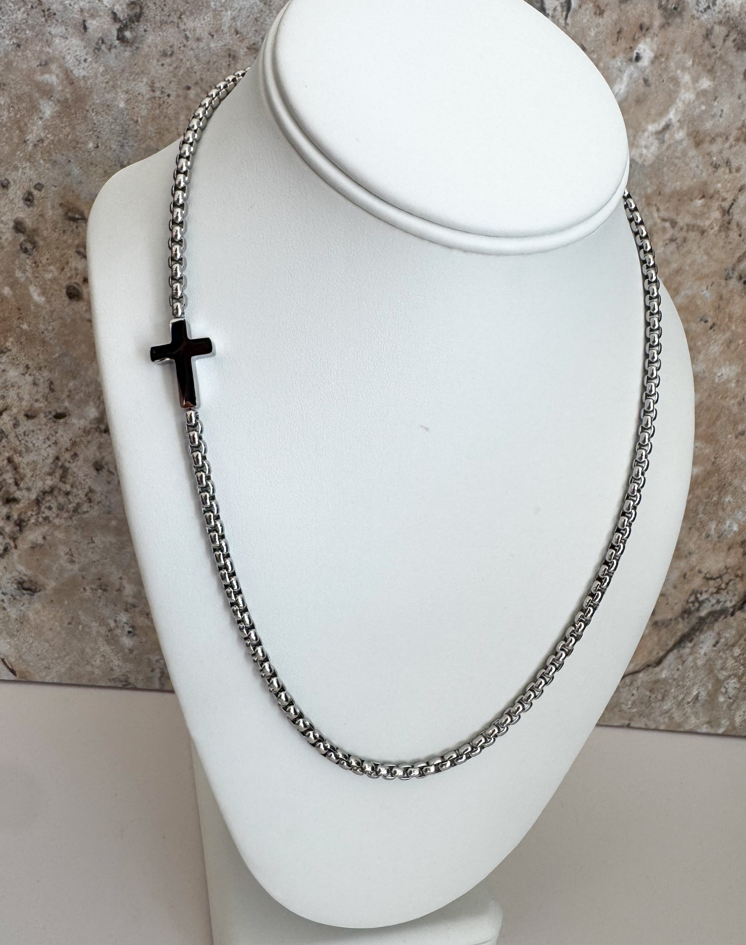 Silver Cross Style Large Necklace