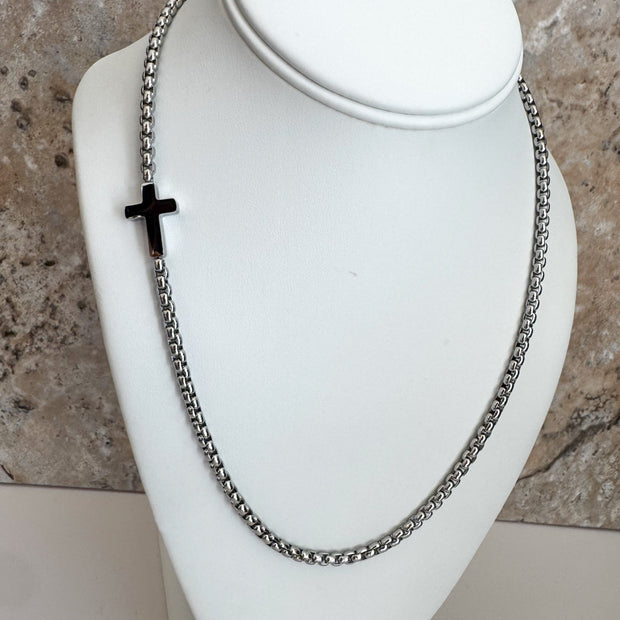 Silver Cross Style Large Necklace