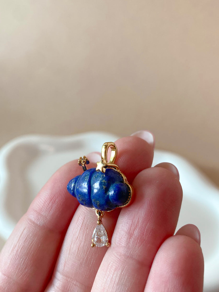 Cloud Lapislazuli and Raindrop Crystal Charm