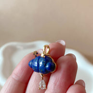 Cloud Lapislazuli and Raindrop Crystal Charm