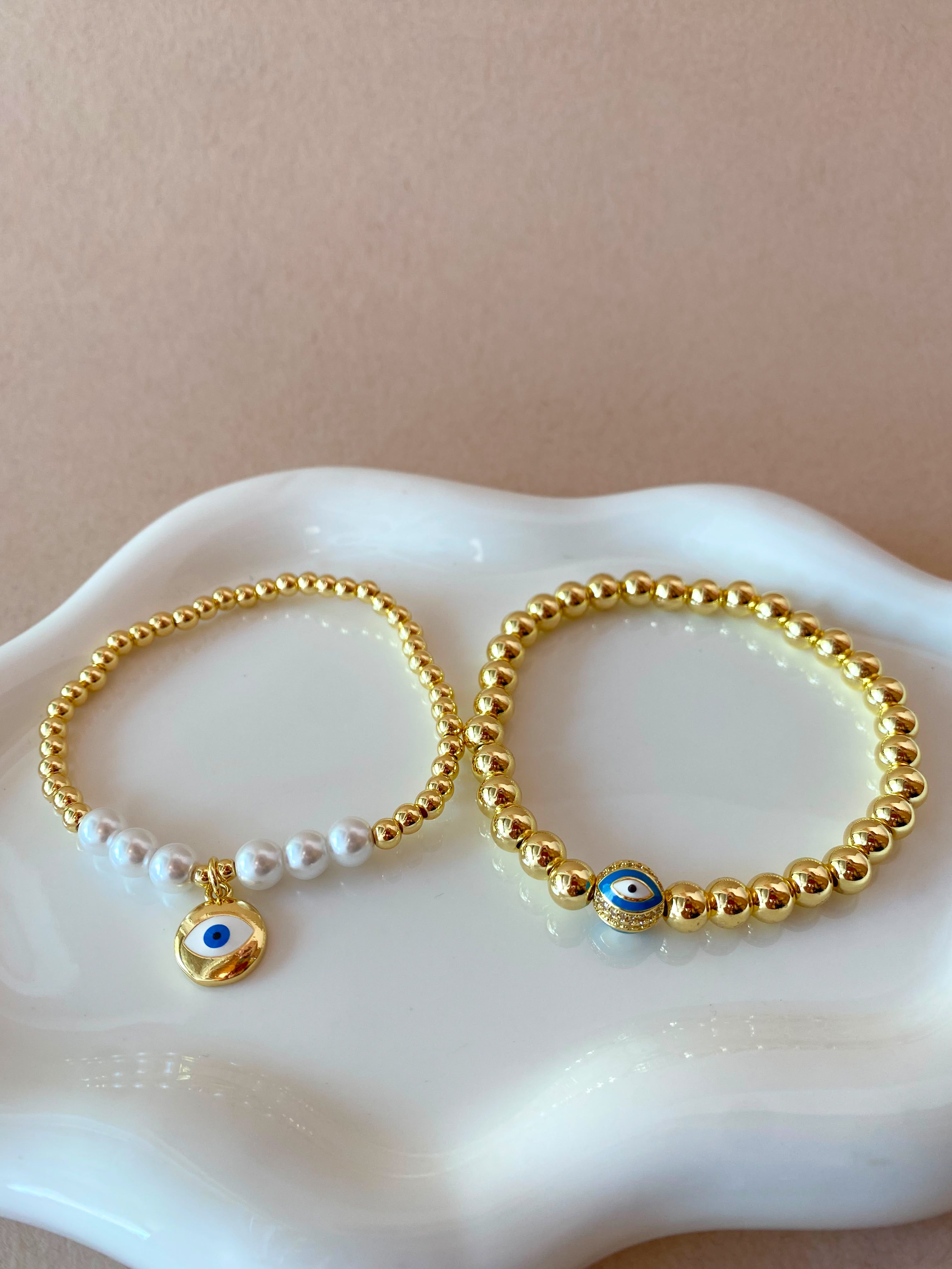 Blue and White Styles of Evil Eye Charms Bracelets