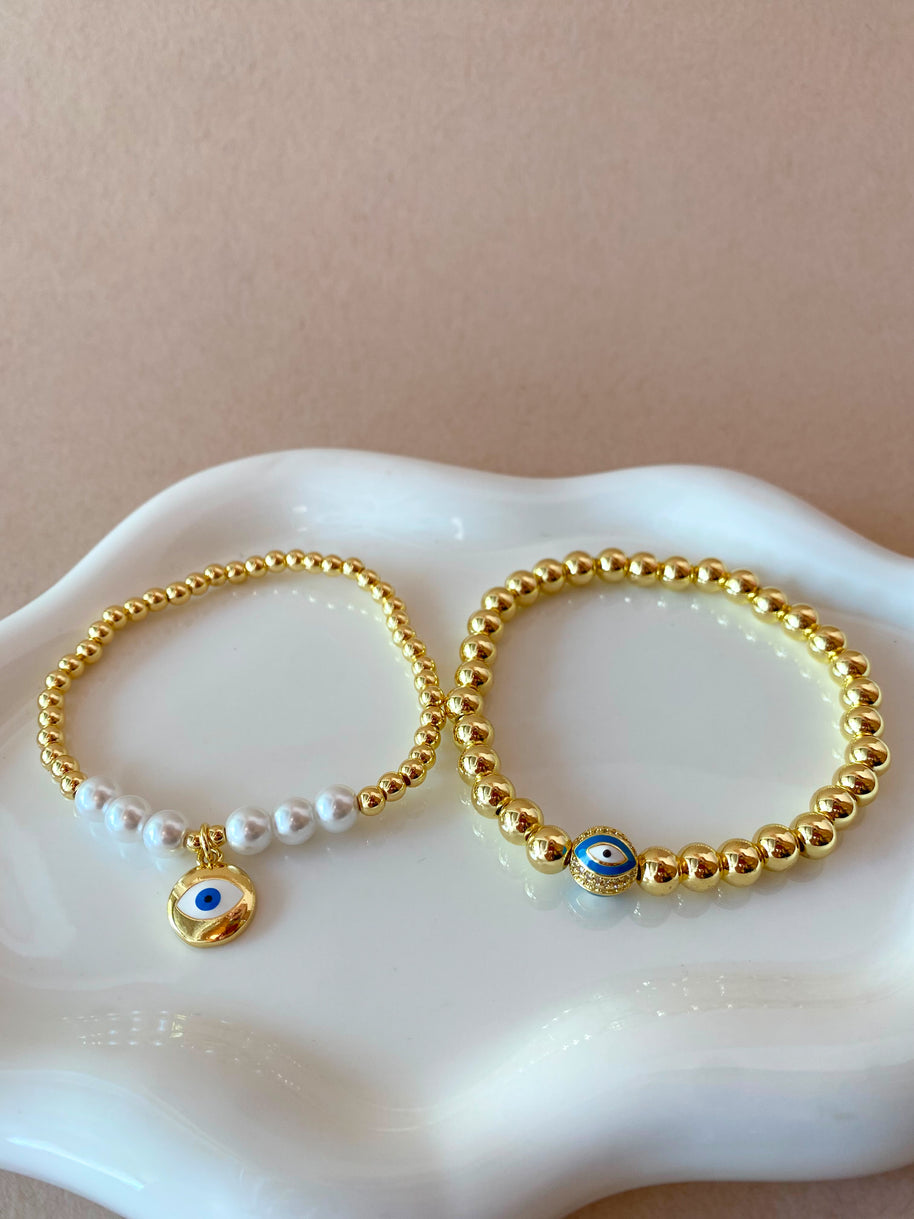 Blue and White Styles of Evil Eye Charms Bracelets