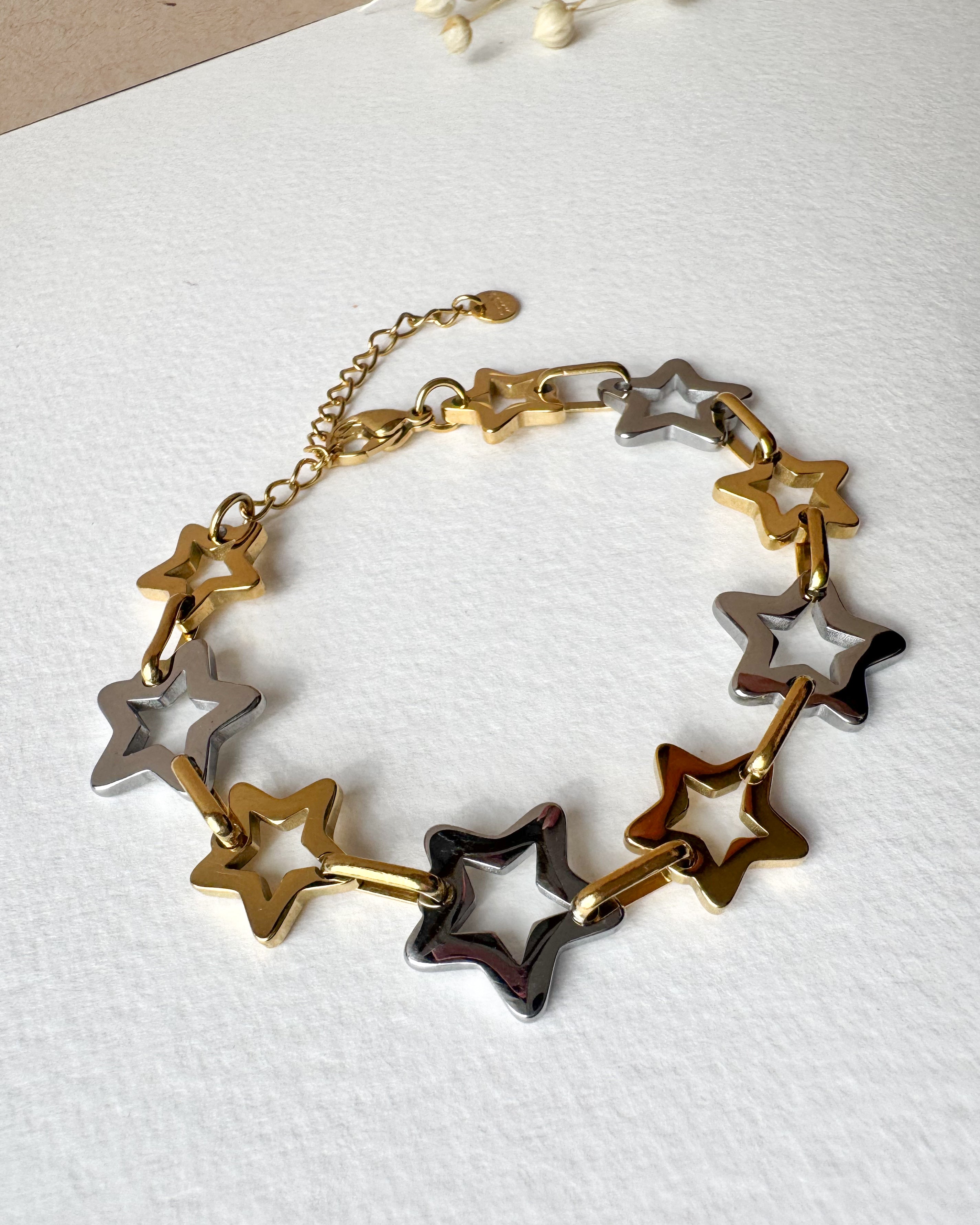Silver & Gold Star Shape Bracelet