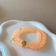 Rosary Style Pink and Orange Crystals Bracelets