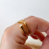 Golden Zircon Open Adjustable Steel Ring