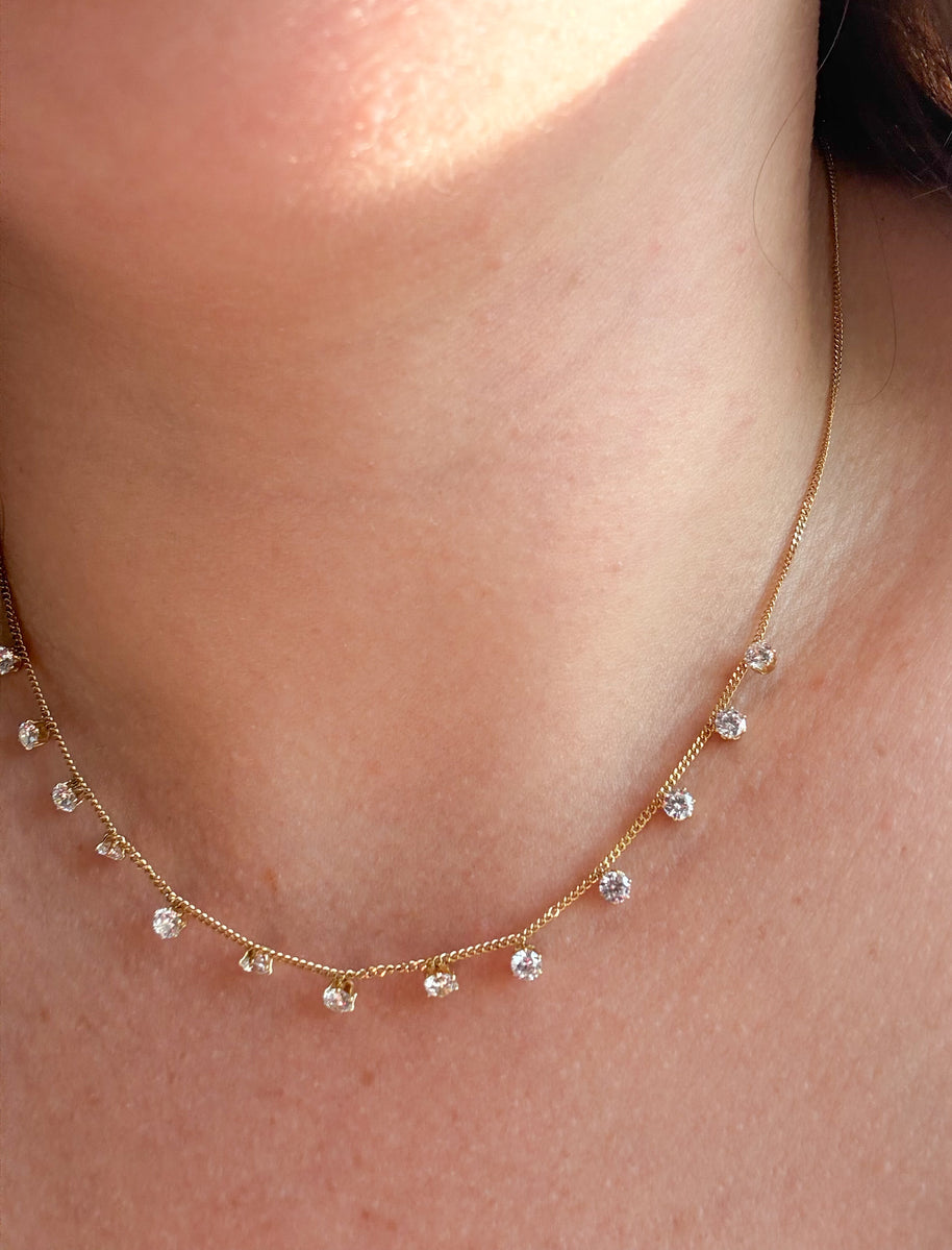 Mini Crystal Golden Steel Necklace