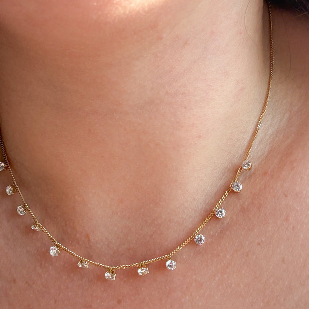Mini Crystal Golden Steel Necklace