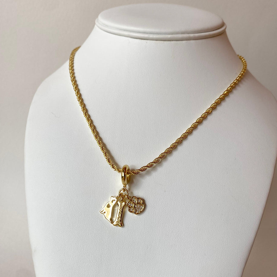 I Love My Dog Style Golden 3 Charms Necklace
