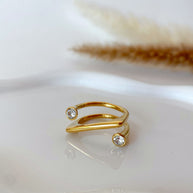 Golden Zircon Open Adjustable Steel Ring