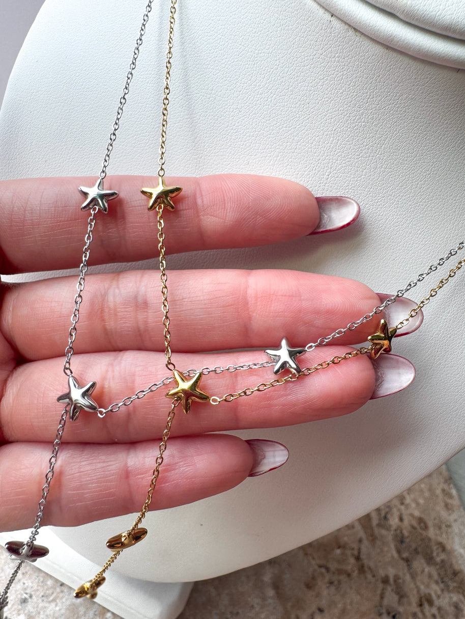Silver & Gold Stars Necklace