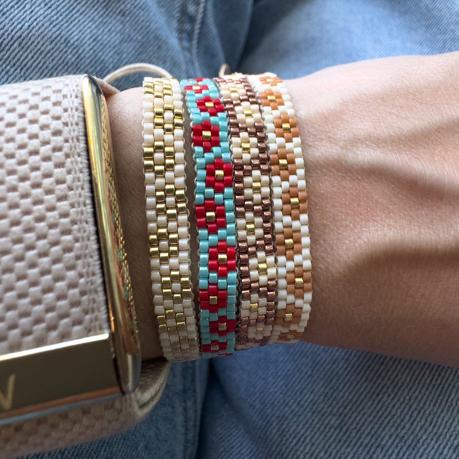 Colorful Flowers in Miyuki Adjustable Bracelets