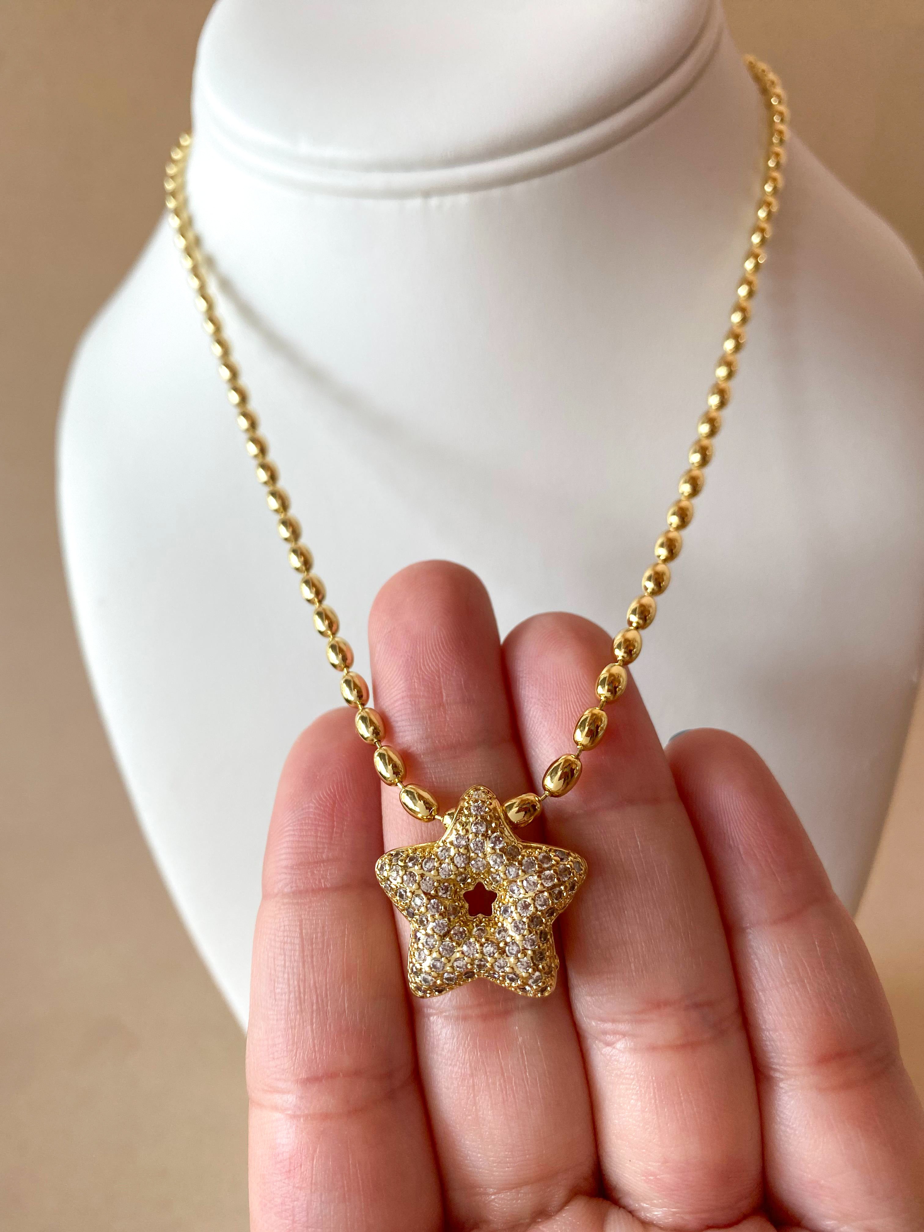 Crystals Star, Cross & Heart Style Necklaces