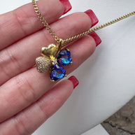 Shiny Blue Clover Necklace