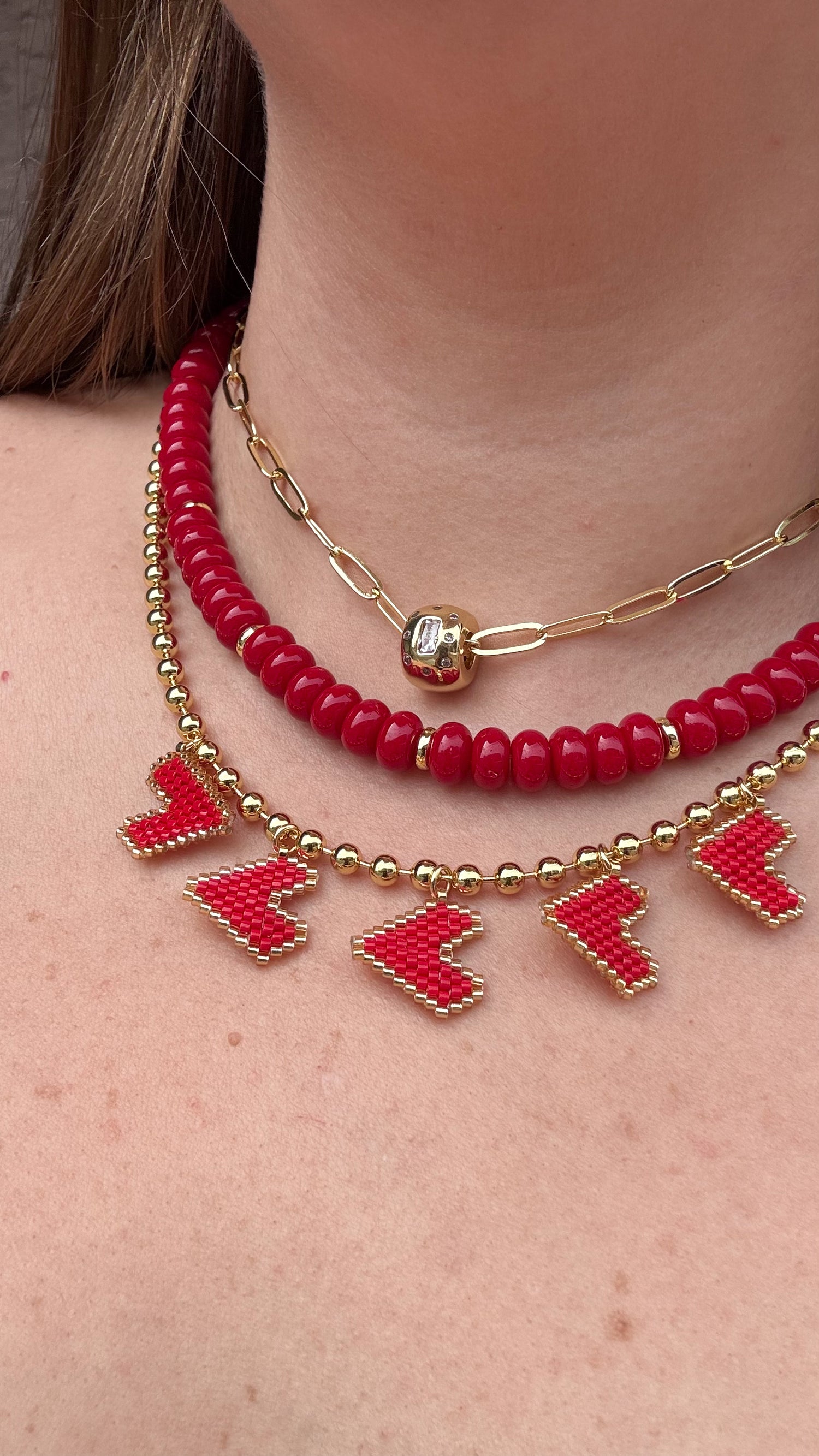 Red Hearts Miyuki Handmade Necklace