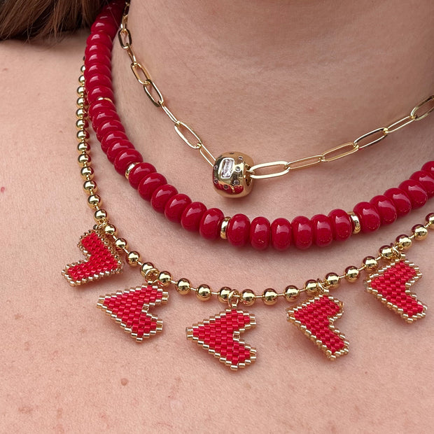 Red Hearts Miyuki Handmade Necklace