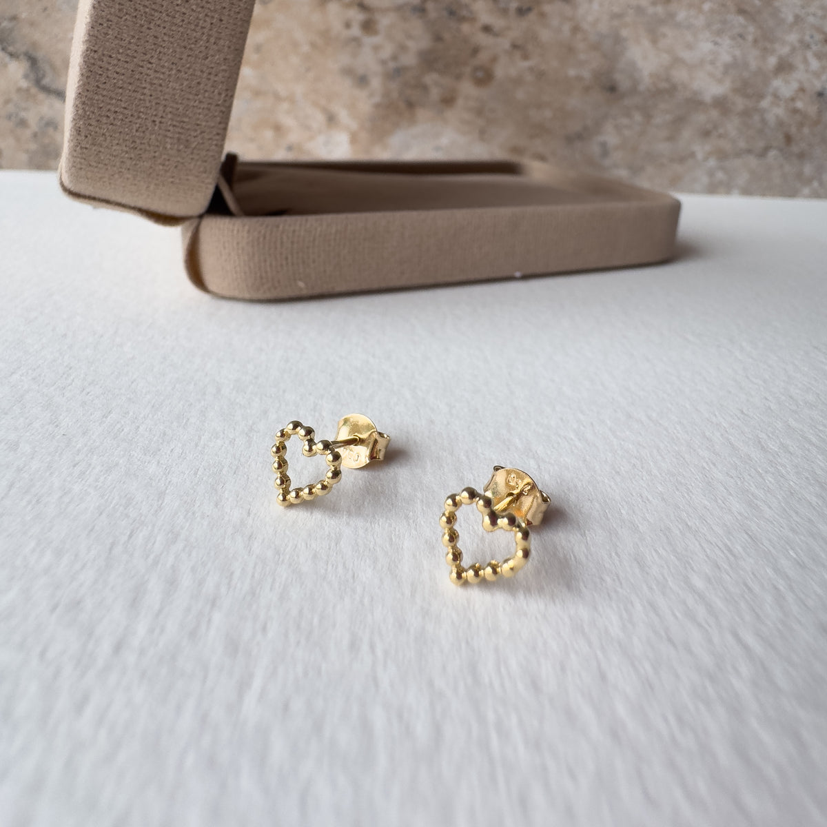 Heart Beads Stud 18k Gold Earrings