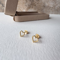 Heart Beads Stud 18k Gold Earrings