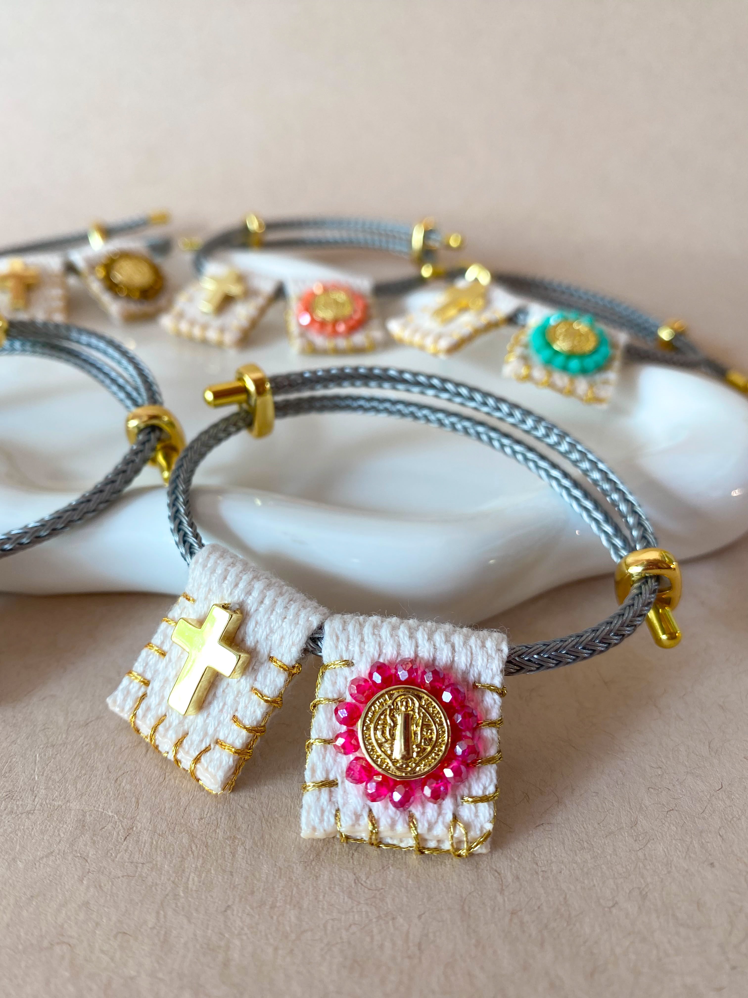 Adjustable Scapular St Benedict Colorful Bracelet
