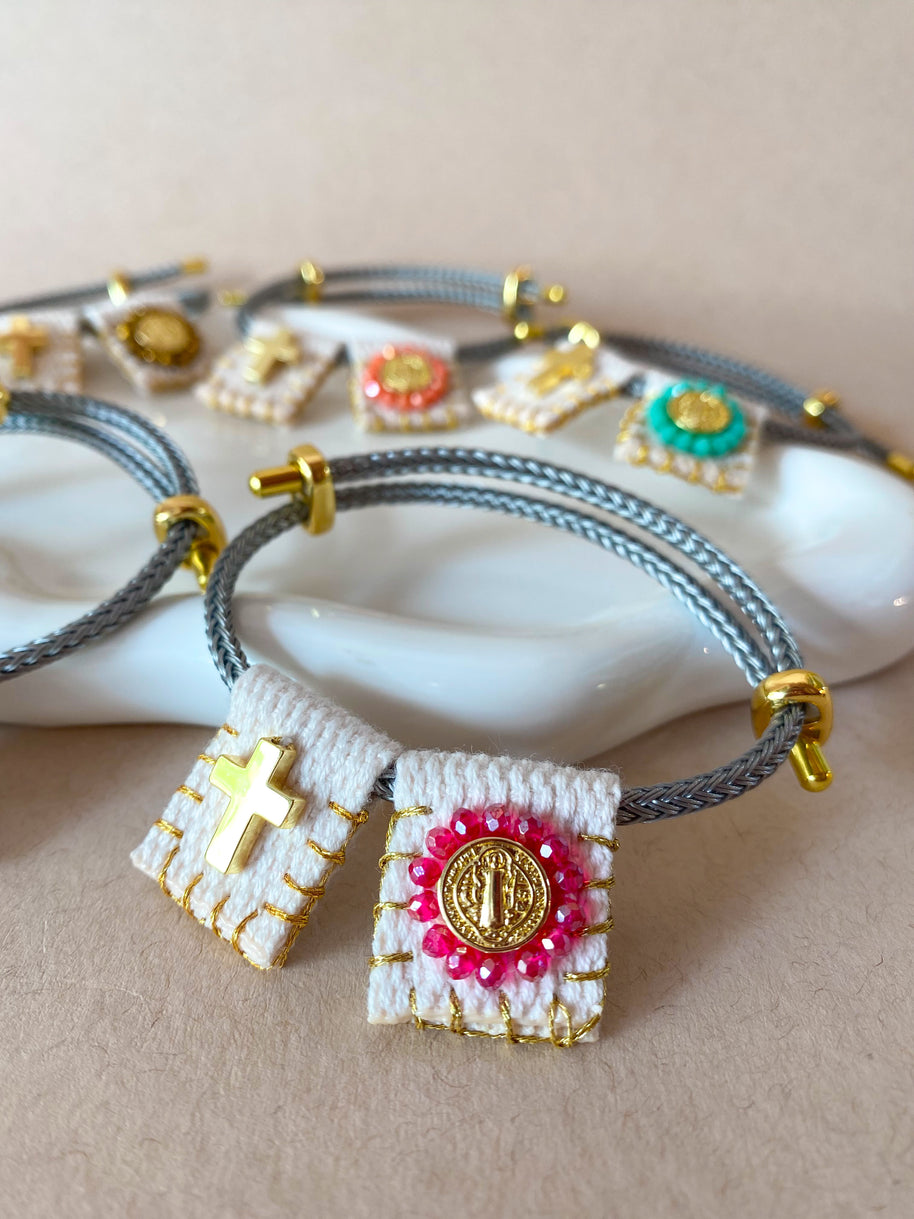 Adjustable Scapular St Benedict Colorful Bracelet