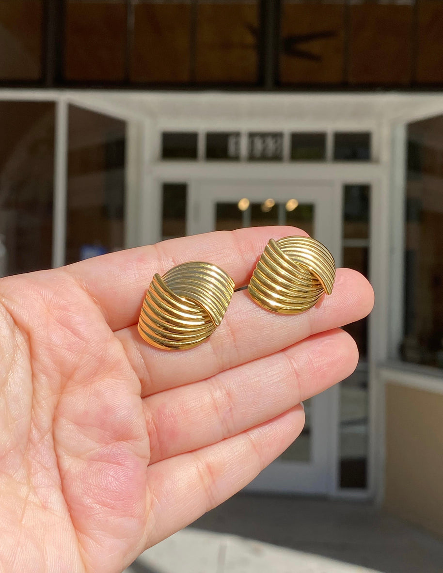 Golden Medium Steel Earrings