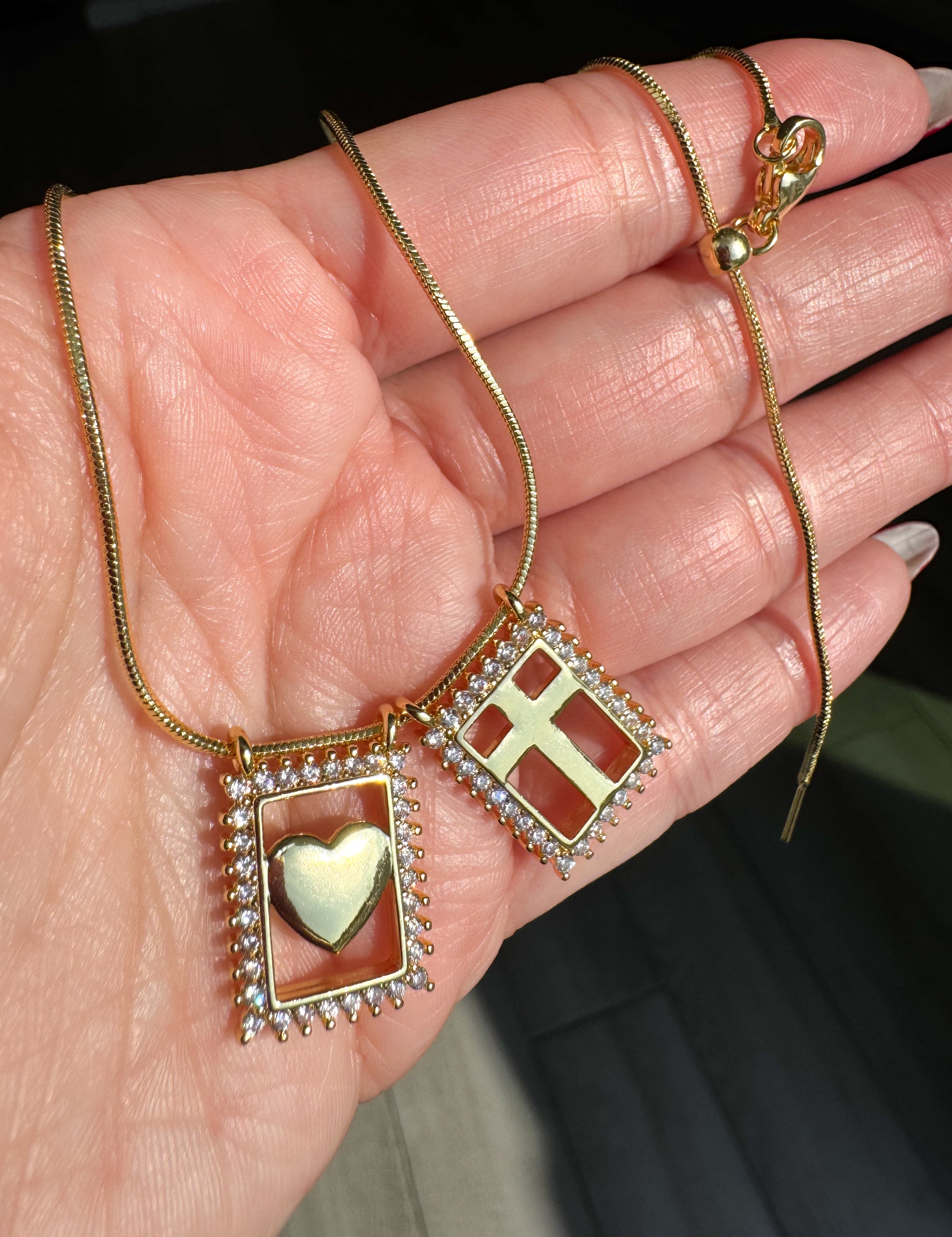 Chain Silhouette Scapular Heart + Cross