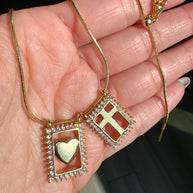 Chain Silhouette Scapular Heart + Cross