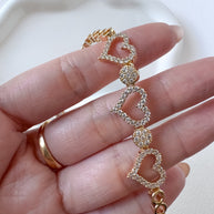 Golden Crystals 3 Hearts Bracelet