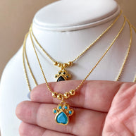 4 Different Multicolor Adjustable Dog Paw Necklaces