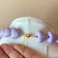 Purple Ceramic Hearts Pattern Necklace