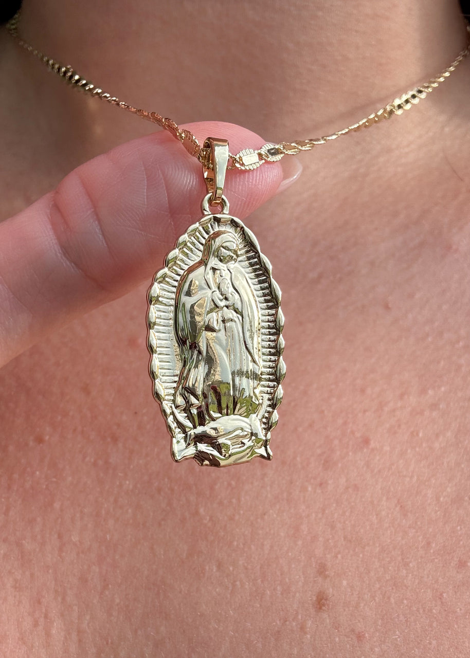 Big Oval Guadalupe Medal Necklace