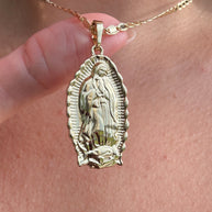 Big Oval Guadalupe Medal Necklace