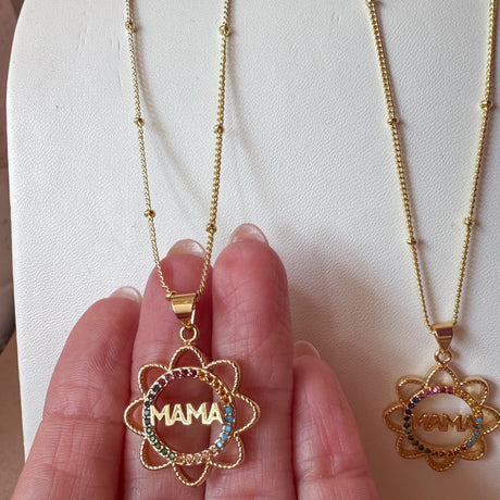 Mama Colorful Flower Shape Necklace
