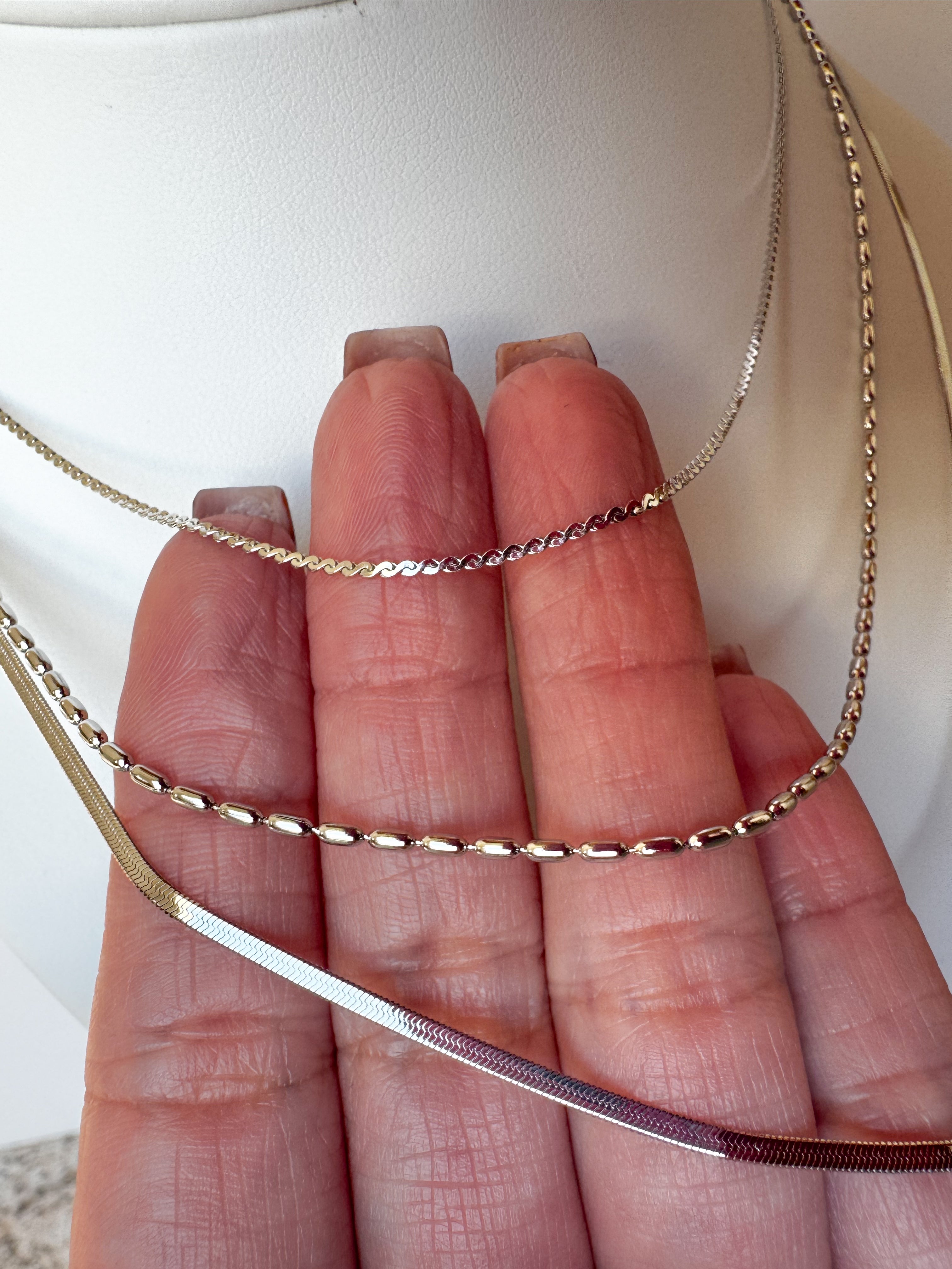 3 Layers Silver Plain Necklace