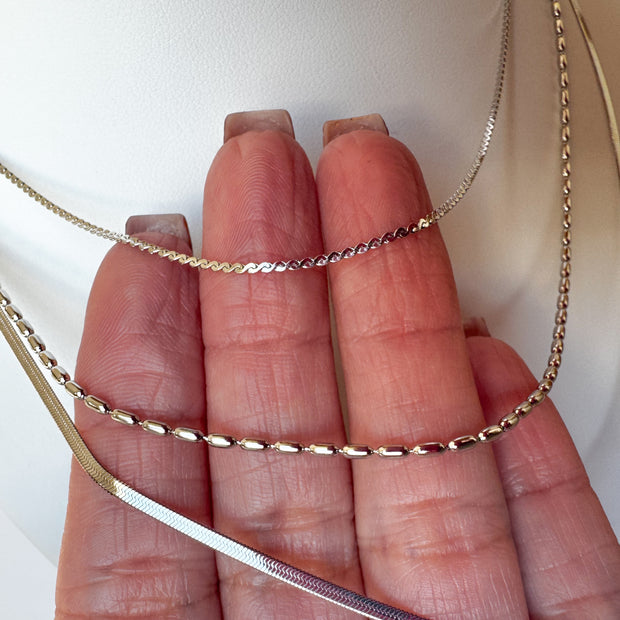 3 Layers Silver Plain Necklace