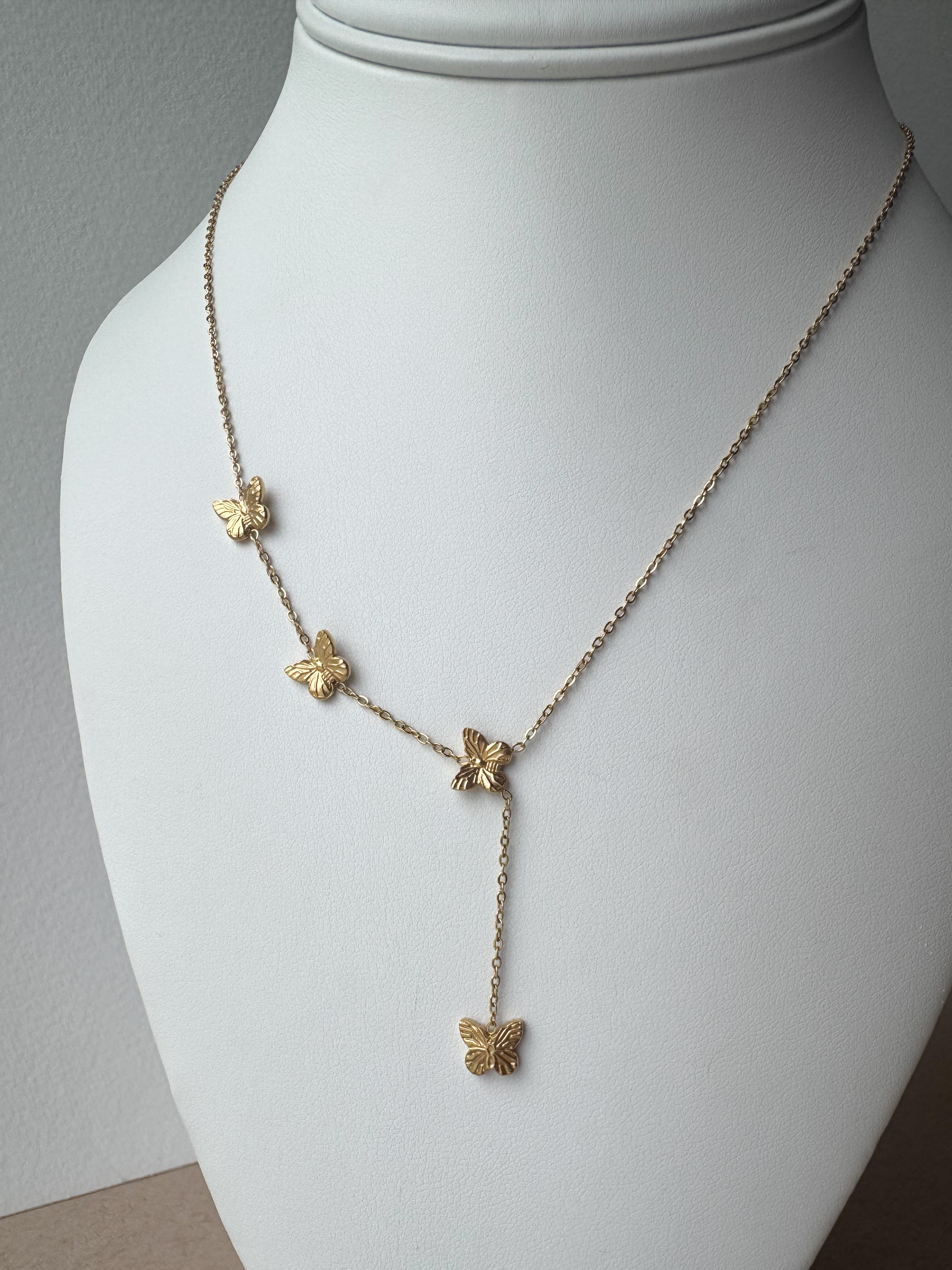 4 Butterfly Style Steel Necklace