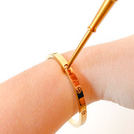 Golden Steel Screw Thin Bracelet with Screwdriver