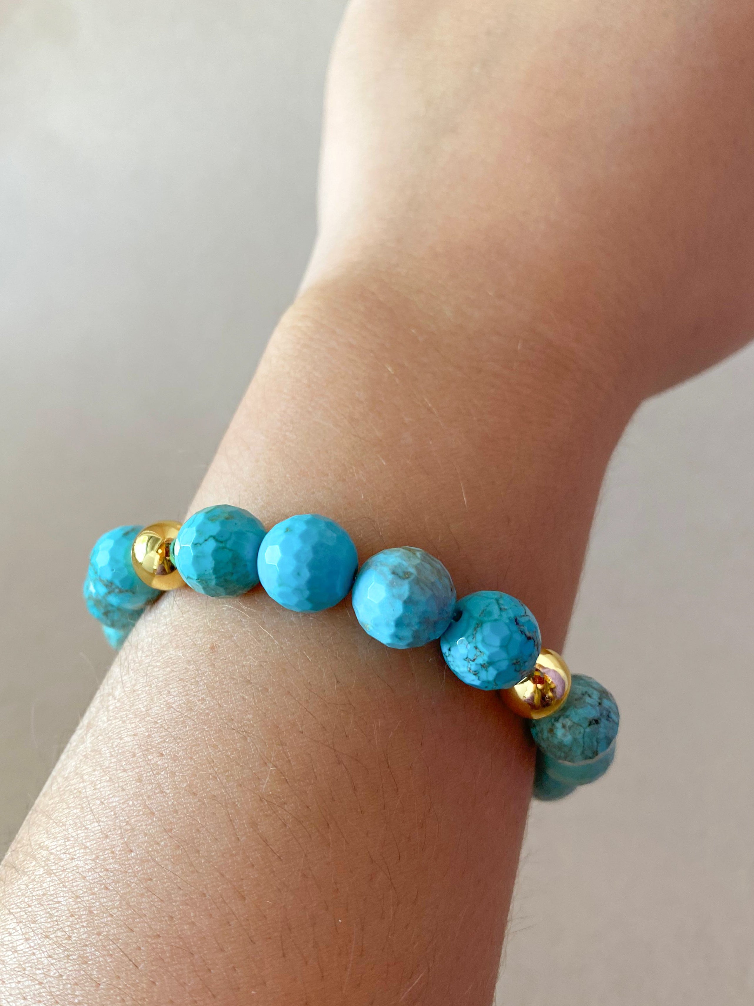 Turquoise Medium Balls Beads Elastic Bracelet