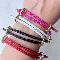 Pink, Black and Red Adjustable Leather Bracelets