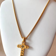 Golden Interlaced Style Cross Large Men Necklace