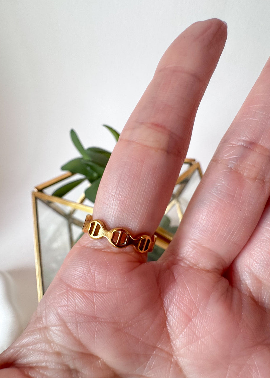 Gold and Shiny Links Style Steel Ring