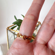 Gold and Shiny Links Style Steel Ring
