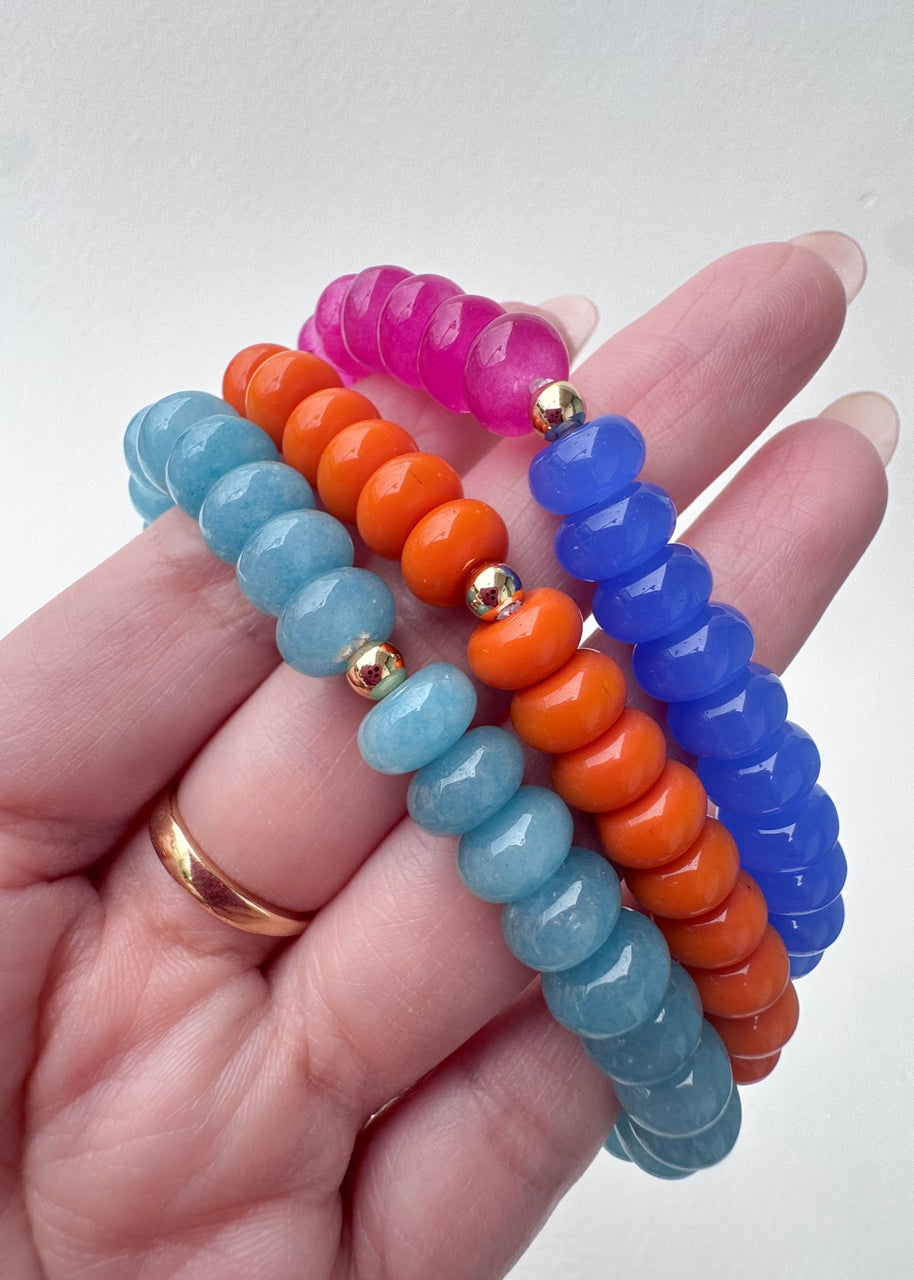 Colorful Beaded Elastic Pearls Heart Bracelets