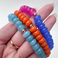 Colorful Beaded Elastic Pearls Heart Bracelets
