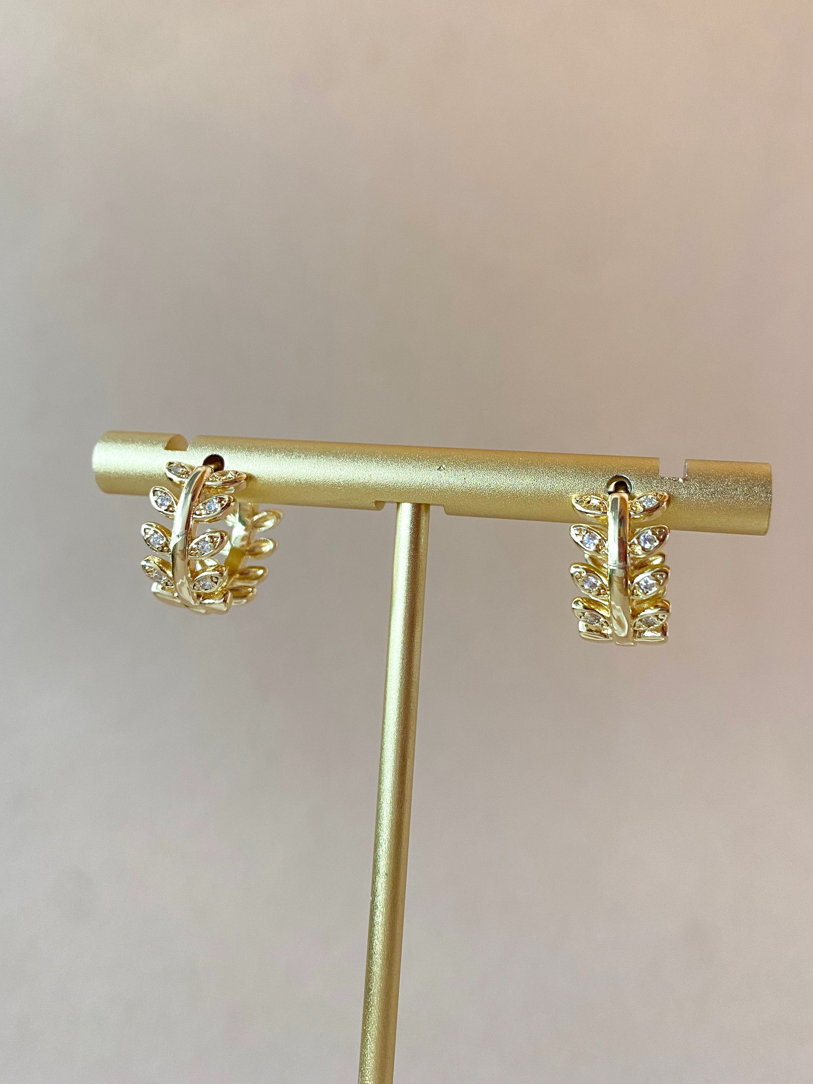Big, Medium and Little Leaf Style Crystals Hoops