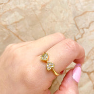Double Zirconia Heart Ring