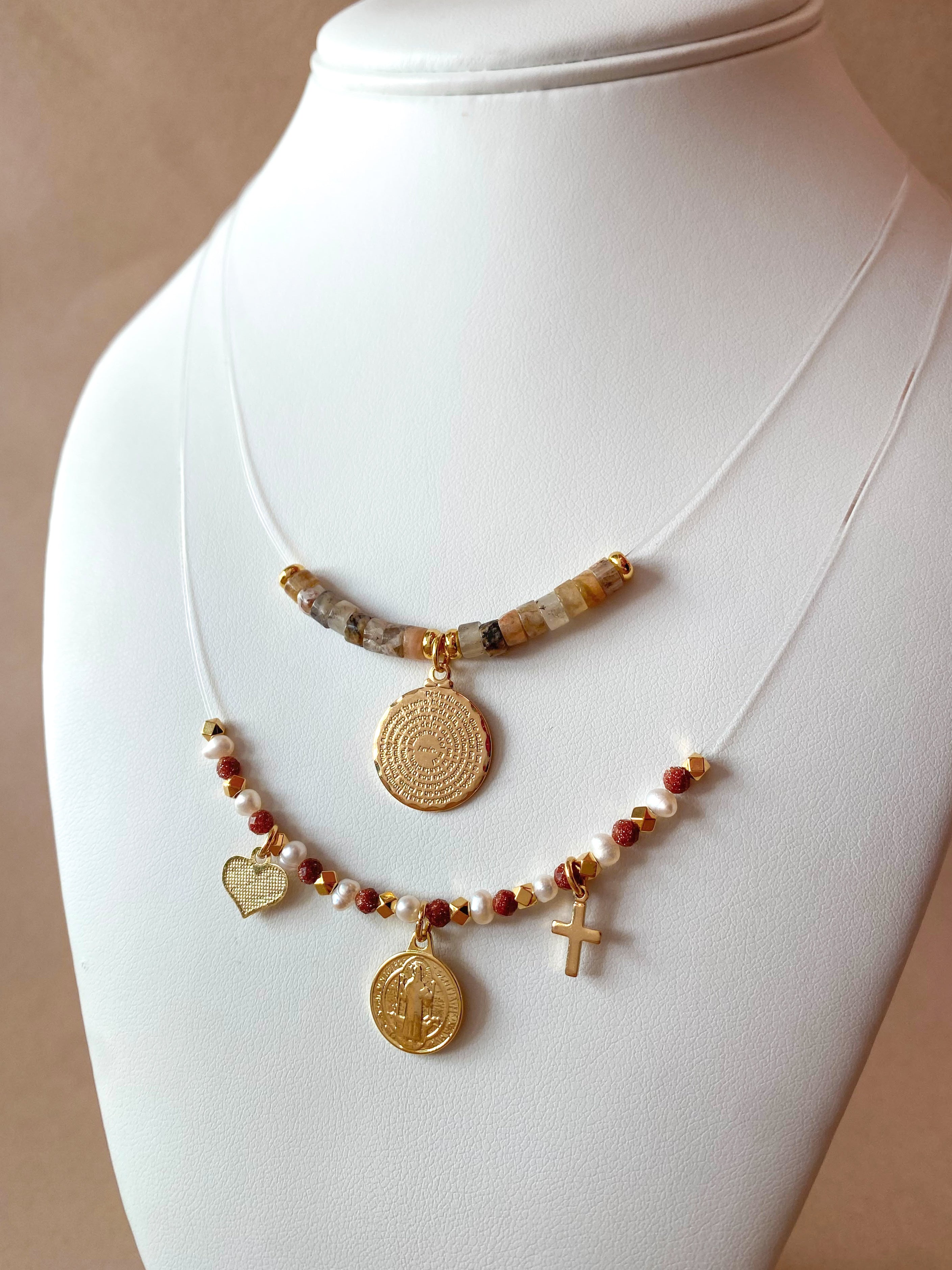 2 Styles of Religious Ghost Necklaces: Our Father or St Benedict