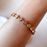 Golden & Pink Circular Zircon Steel Bracelet