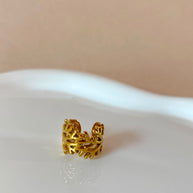 Golden Steel Leaf Style Ear Cuff