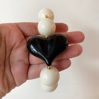 Acrylic White Gumball Bead with Black Heart Bracelet